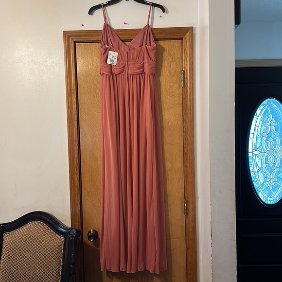 David’s bridal dress sz 10 classic style color Sedona long mesh V neck spa #298 - Picture 3 of 7